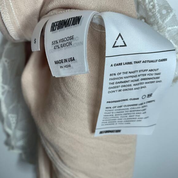 Reformation Lucas Eyelet Mini Dress Womens New Small Ivory - Picture 11 of 11